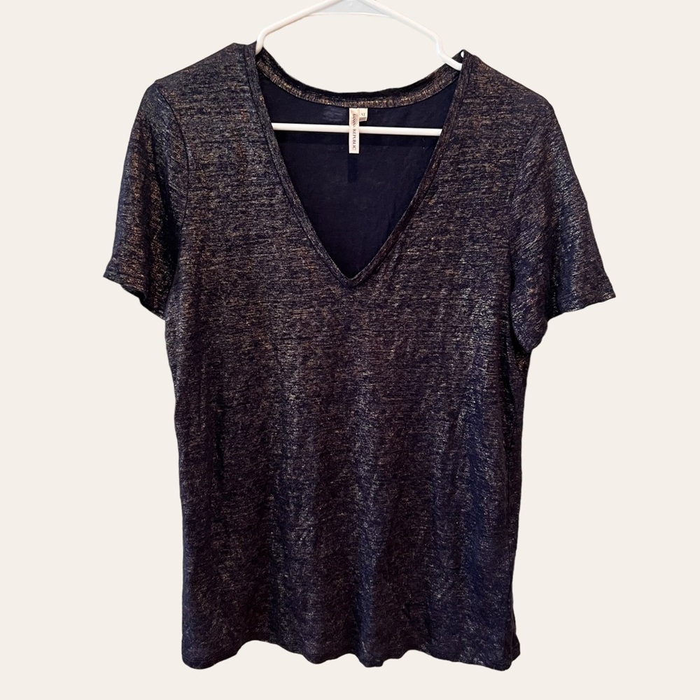 Banana Republic | Blue and Gold Metallic V Neck Top | Size M | NWT